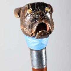 Group of Three Vintage Mechanical Animal Grip Wood Walking Sticks
