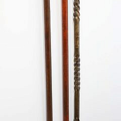 Group of Three Vintage Mechanical Animal Grip Wood Walking Sticks
