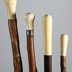 Four Whaler Made Knob Walking Sticks, 19th Century