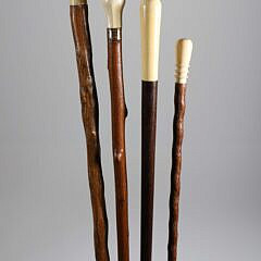 Four Whaler Made Knob Walking Sticks, 19th Century