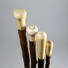 Four Whaler Made Knob Walking Sticks, 19th Century
