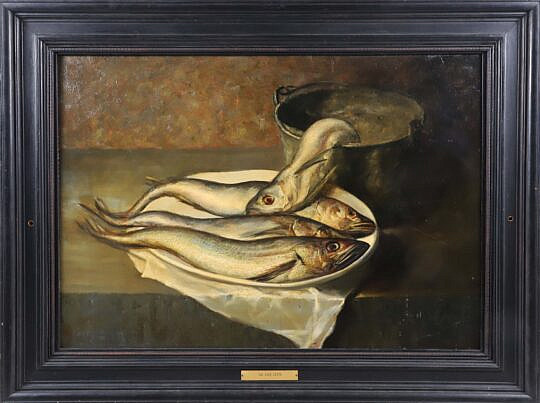 Gladys Castagnola Oil on Masonite "The Hake Catch"