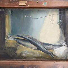 Gladys Castagnola Oil on Masonite “The Hake Catch”, circa 1963