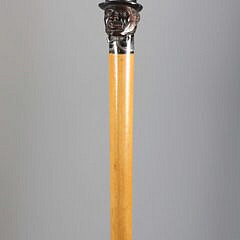 Carved Wood Bust of a Gentleman Walking Stick, 19th Century