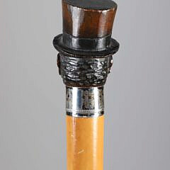 Carved Wood Bust of a Gentleman Walking Stick, 19th Century