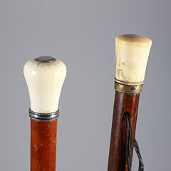 Two Knob Grip Walking Sticks, 19th Century