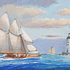 William Lowe Oil on Linen “Passing Angeles Gate Los Angeles Harbor”