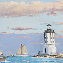 William Lowe Oil on Linen “Passing Angeles Gate Los Angeles Harbor”