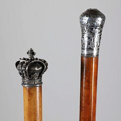 Two Sterling Silver Walking Sticks, 19th Century