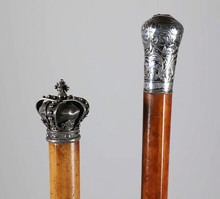 Two Sterling Silver Walking Sticks, 19th Century
