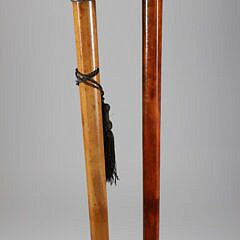 Two Sterling Silver Knob Walking Sticks, 19th Century