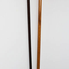 Crouching Tiger L-Grip Cane and Carved Lion Grip Walking Stick, 19th Century