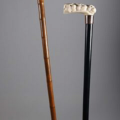 Two Animal Carved L-Grip Canes, 19th Century