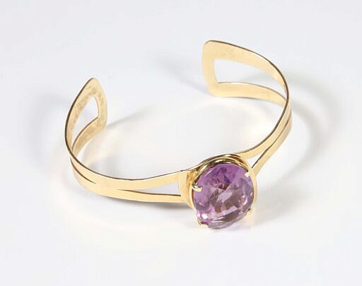 19-5682 14k Gold Amethyst Cuff Bracelet A 7988 JPG
