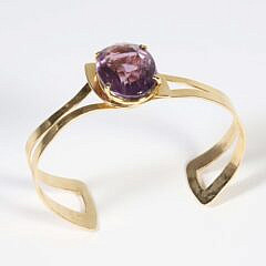 14K Yellow Gold and Amethyst Cuff Bracelet