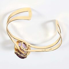 14K Yellow Gold and Amethyst Cuff Bracelet