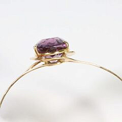 14K Yellow Gold and Amethyst Cuff Bracelet