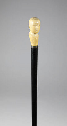 Antique Phrenology Head Walking Stick 19th Century