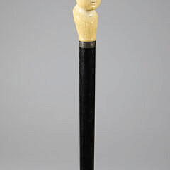 Antique Phrenology Head Walking Stick 19th Century