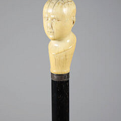 Antique Phrenology Head Walking Stick, 19th Century