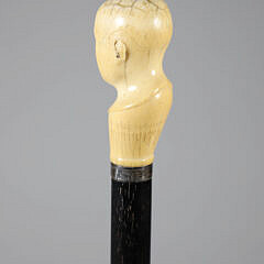 Antique Phrenology Head Walking Stick, 19th Century