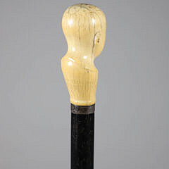 Antique Phrenology Head Walking Stick, 19th Century