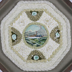 Mellie Cooper Hand Cast Paper Acrylic Painting “Portrait of Westmoor Club’s Yacht Belle Sailor’s Valentine”