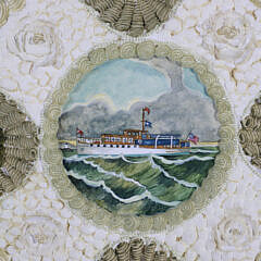 Mellie Cooper Hand Cast Paper Acrylic Painting “Portrait of Westmoor Club’s Yacht Belle Sailor’s Valentine”