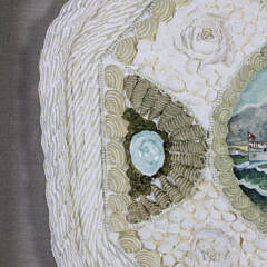Mellie Cooper Hand Cast Paper Acrylic Painting “Portrait of Westmoor Club’s Yacht Belle Sailor’s Valentine”