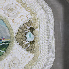Mellie Cooper Hand Cast Paper Acrylic Painting “Portrait of Westmoor Club’s Yacht Belle Sailor’s Valentine”