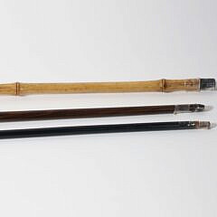 Three Sterling Silver Repousse Bird Head Walking Sticks, 19th Century