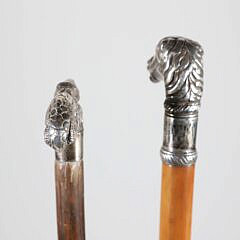 Two Vintage Silver Grip Canes, an Alligator and Horse Head
