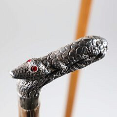 Two Vintage Silver Grip Canes, an Alligator and Horse Head