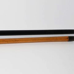Two Continental Polychrome Porcelain Head Walking Sticks, 19th Century