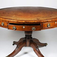 English Regency Exotic Wood Drum Table, 19th Century