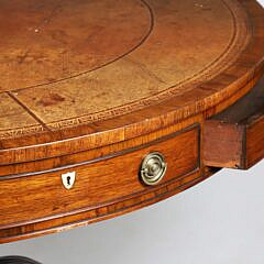 English Regency Exotic Wood Drum Table, 19th Century