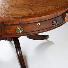 English Regency Exotic Wood Drum Table, 19th Century