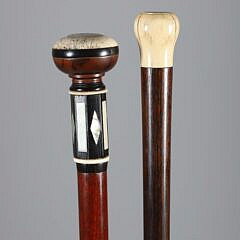 Two Knob Grip Walking Sticks, 19th Century