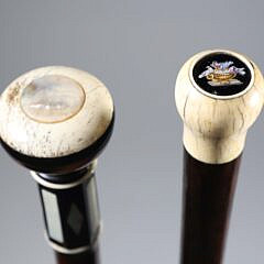 Two Knob Grip Walking Sticks, 19th Century