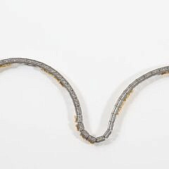 Platinum and 22k Gold Diamond Line Bracelet, set with 20 Round Brilliant Cut Diamonds, 2.00cts
