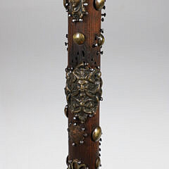“The Harpooner” Carved Antique Sperm Whale Tooth Walking Stick, 19th Century