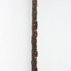 “The Harpooner” Carved Antique Sperm Whale Tooth Walking Stick, 19th Century