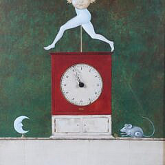 Armodio (b. 1938 Piacenza) Acrylic on Panel “Timepiece”, circa 1969
