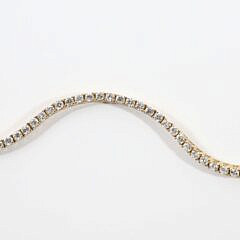 14K Yellow Gold Round Brilliant Cut Diamond Line Bracelet Set with 50 Round Diamonds 4.00ct