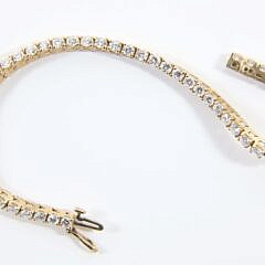 14K Yellow Gold Diamond Tennis Bracelet Set with 50 Round Diamonds