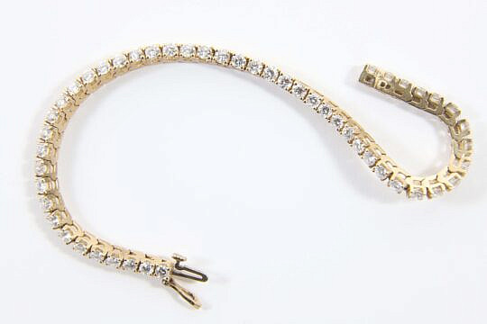 14K Yellow Gold Diamond Tennis Bracelet Set with 50 Round Diamonds