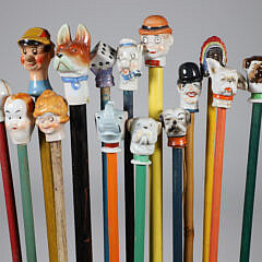 Collection of 15 Vintage Porcelain and Wood Carnival Sticks