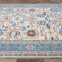 Vanilla Ice White Antiqued Sultanabad Design Afghan Peshawar Hand Knotted Wool Oriental Carpet