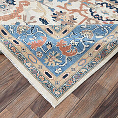 Vanilla Ice White Antiqued Sultanabad Design Afghan Peshawar Hand Knotted Wool Oriental Carpet