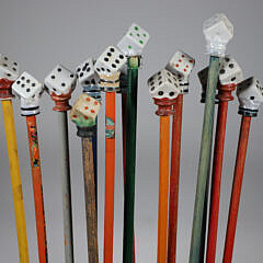 Collection of 13 Porcelain Dice Carnival Walking Sticks